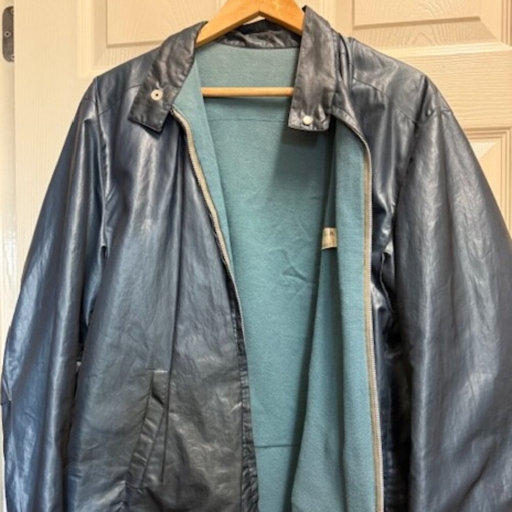 Vintage 90s Jeff Sayre Paris Men’s Bomber Jacket Navy Faux Leather
